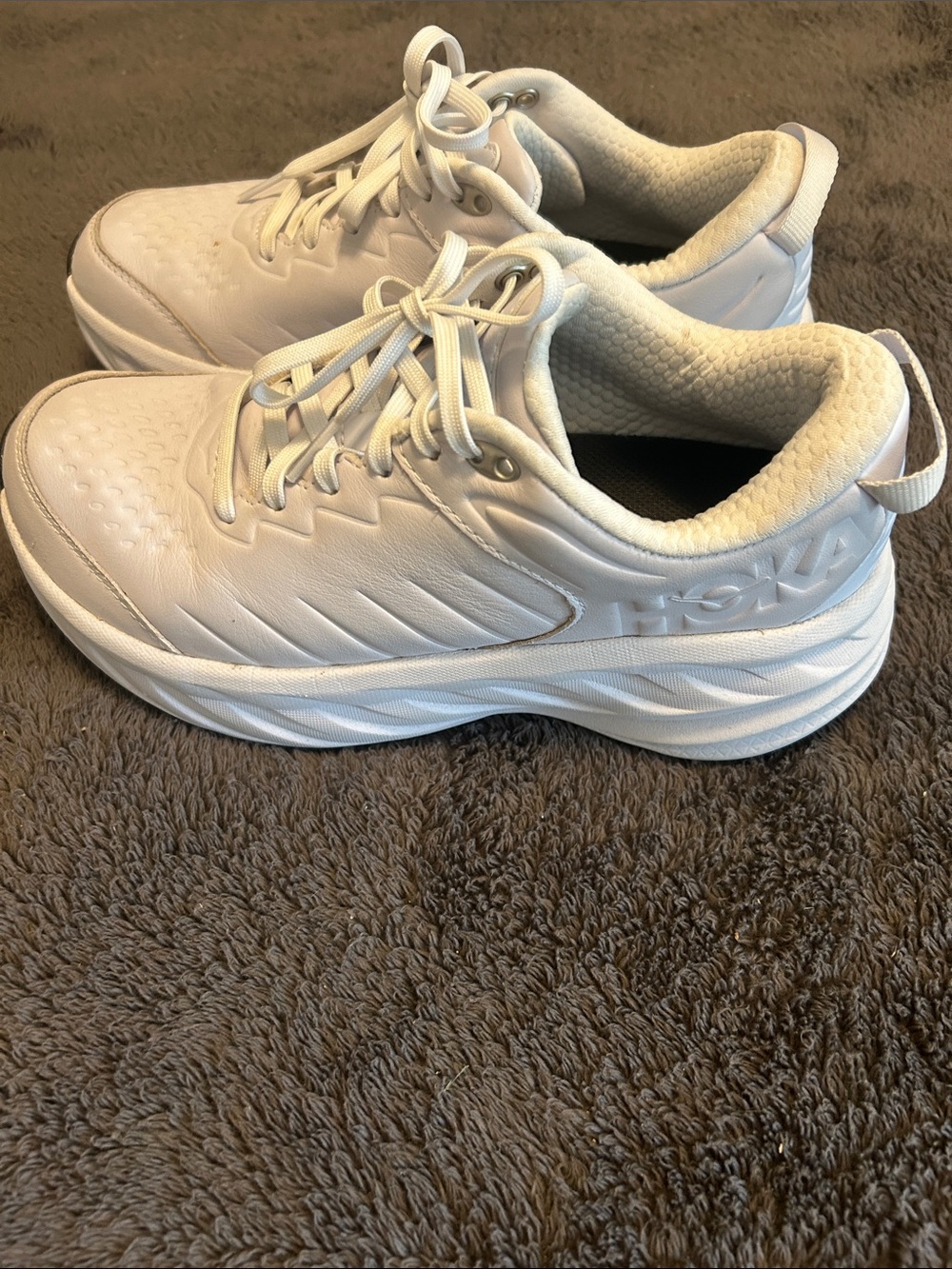 Hoka White Cushioned Lace-Up Running Shoes
